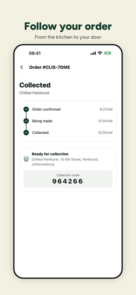 Chilled app: follow your order